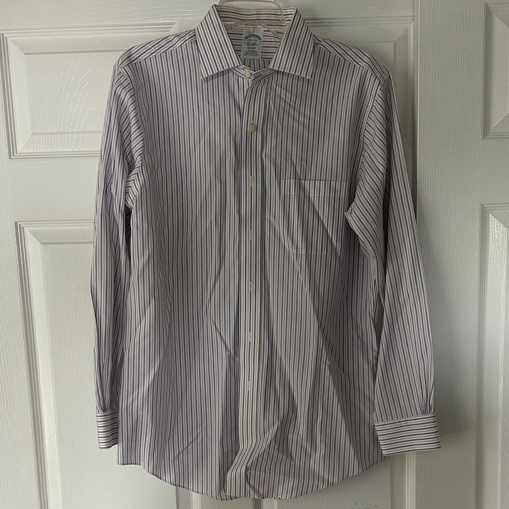Brooks Brothers Blue and White Striped Dress Shirt